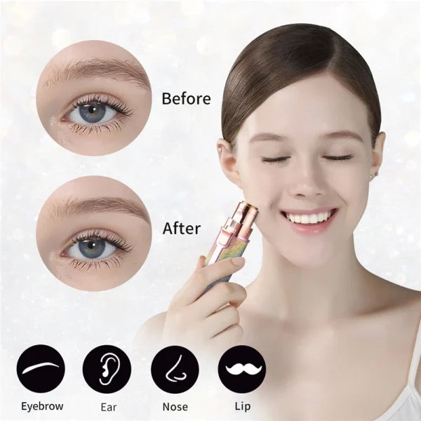 (2 In 1) Electric Eyebrow Trimmer Makeup Painless Eye Brow Epilator Mini Shaver Razor Portable Facial Body Hair Remover For Women