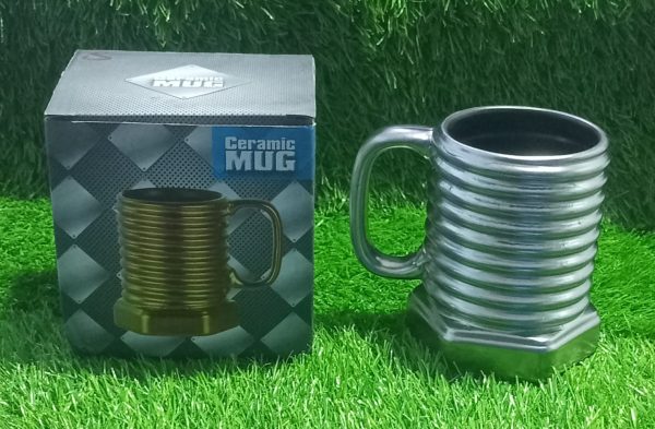 3d Screw Shape Ceramic Cool Mug Coffee Mugs For Home Office- (silver)