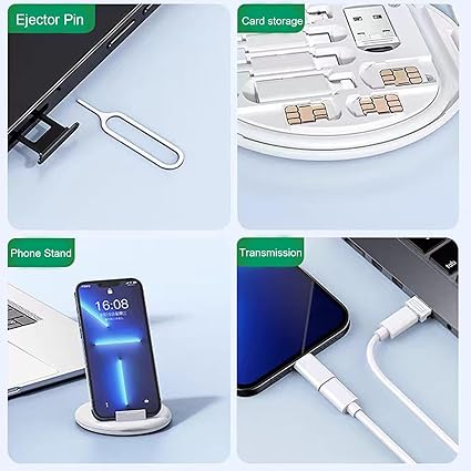 Multifunctional Data Cable Set 60w Fast Charging Cable For Android & iPhone (random Color)