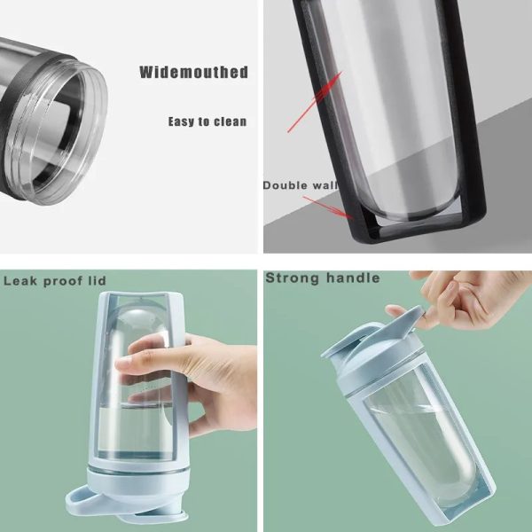 Portable Shaker Water Bottle 500ml Random Color